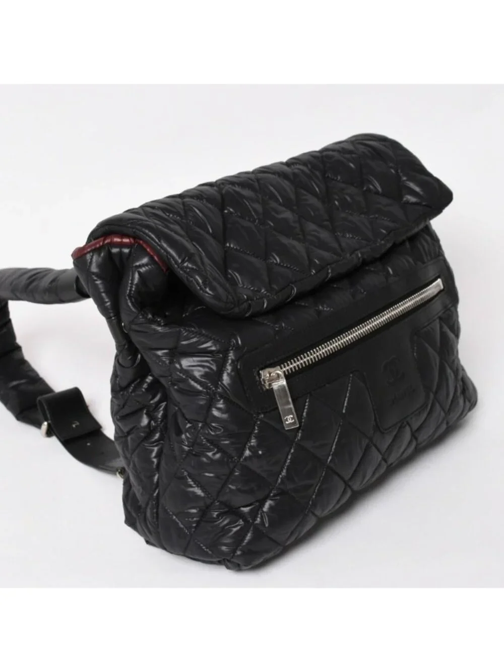 Chanel Coco Cocoon Backpack Leather Black Silver